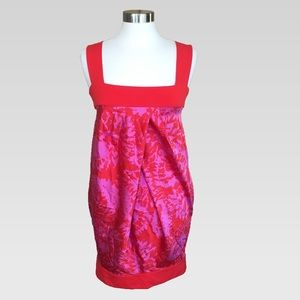 DVF Red + Pink Silk "Payne" Dress w Pockets